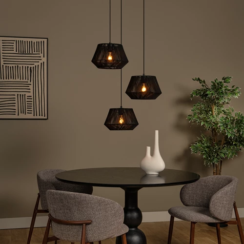 Lucide JESSICA - Suspension - Ø 35,5 cm - 3xE27 - Noir - ambiance 1